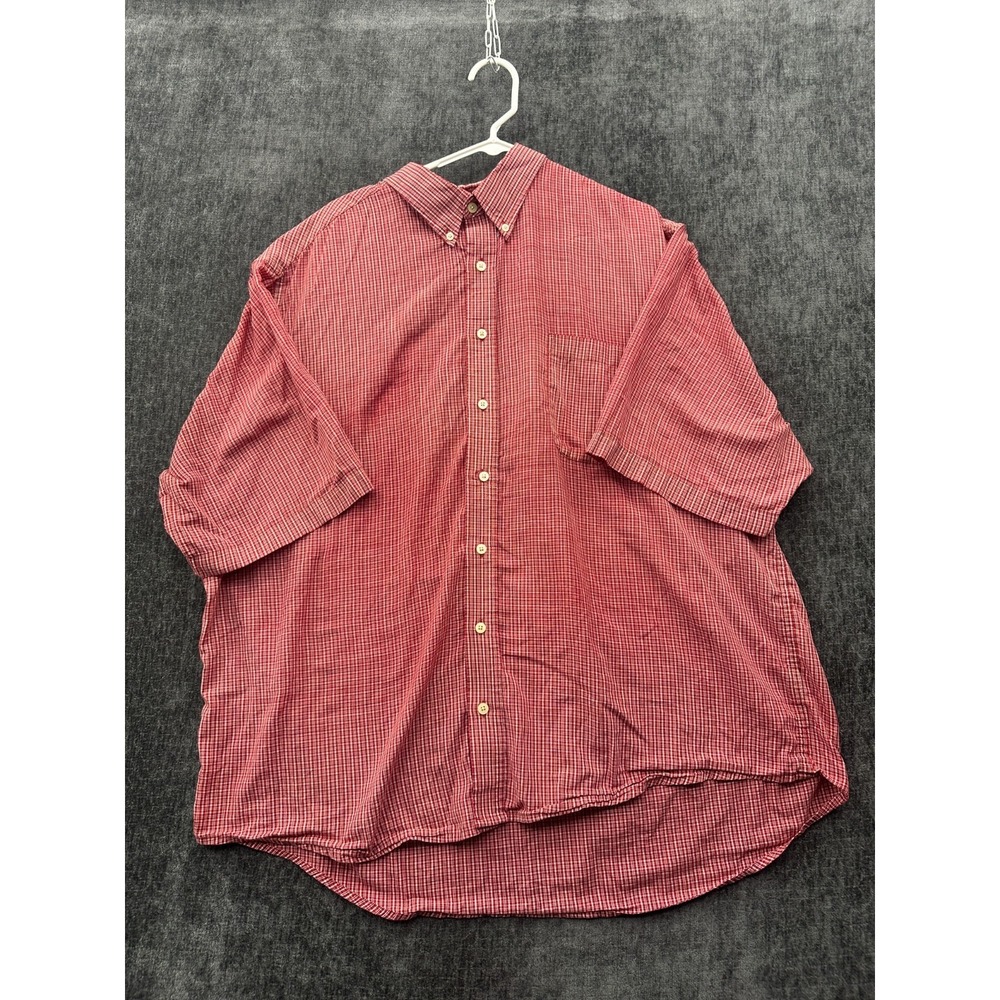 Puritan Shirt Mens 2XL Red Plaid Cotton Wrinkle Resistant Casual Button Down